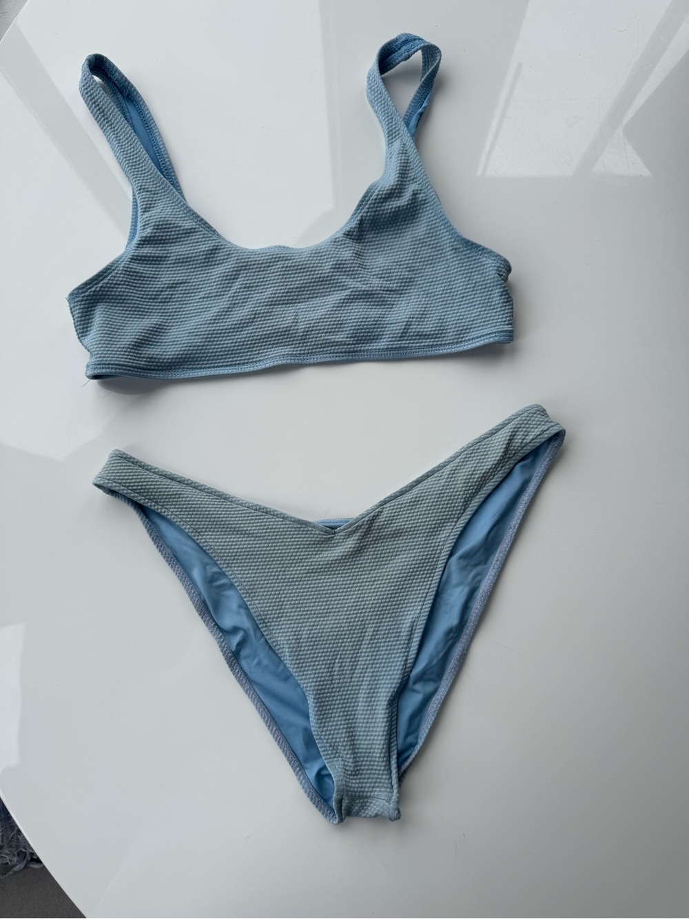 Frankie’s Bikinis Light Blue Ribbed Bikini Set - Two Piece Swimsuit
